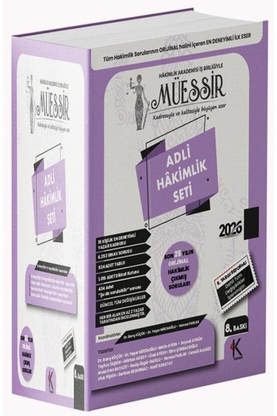 Kuram Kitap MÜESSİR 2026 Adli Hakimlik Çıkmış Soru Bankası Seti Çözümlü