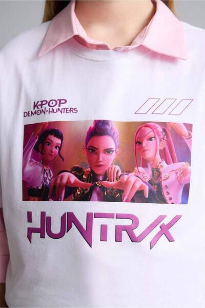 DeFacto Kpop - Tricou cu mânecă scurtă Demon Hunters Oversize guler rotund pe...