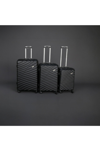 I-Travel 3-Piece Lines Zipper Closure ABS Trolley Set