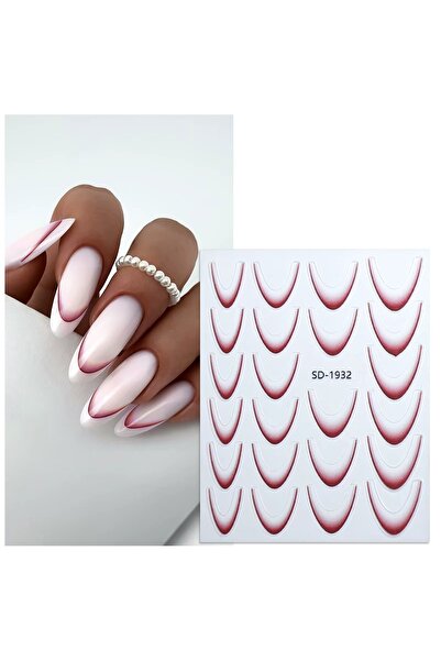 delis French nail stickers Marquise, STICKER70, Dark red