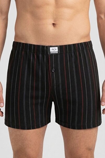 OBJE Men's Black Striped Pattern Boxers