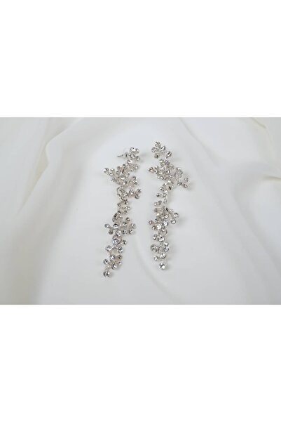 ATELİER TUĞBA Bkp132 Crystal Stone Stylish Earrings (Length 90 mm)
