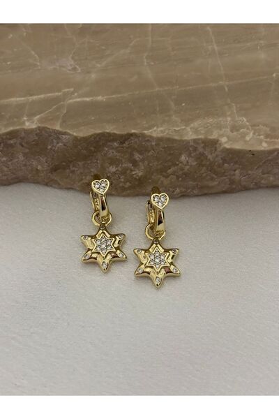 XUPING JEWELRY Stone Detailed Star Model Xuping Steel Earrings