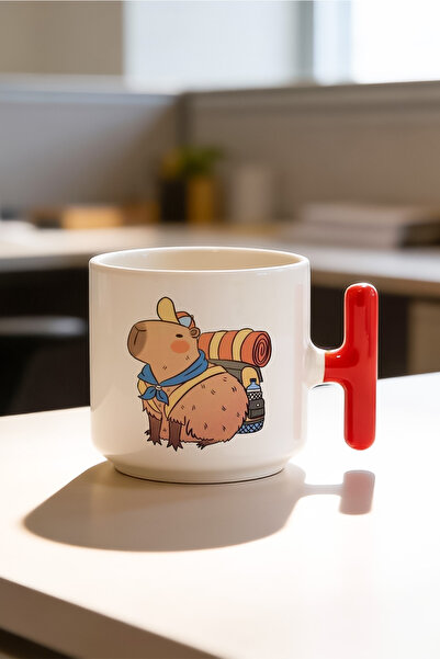 BB TRADE كوب سيراميك B مطبوع بتصميم كابيبارا سكاوت مع مقبض على شكل حرف T بالل...