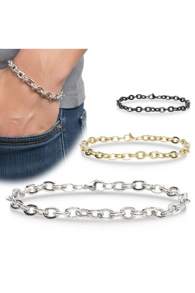 FM 💎   Premium Mariner Steel Chain Bracelet 6mm 3183Czb2D10 - 20 cm - Black ...