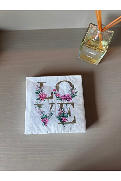SUNA K . Desenli Sunum Peçete LOVE yazılı 3 katlı 2 Paket 40 Adet kaliteli