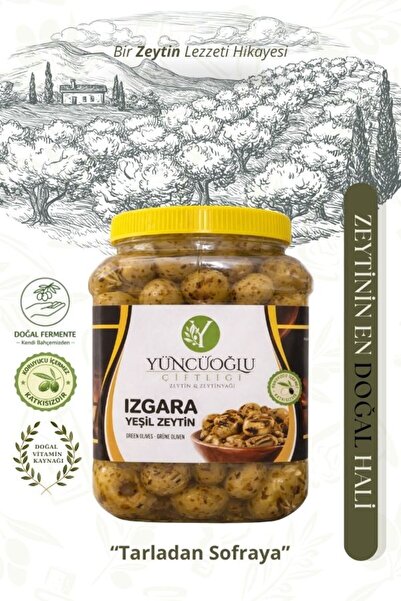 Çiftliği Izgara Yeşil Zeytin 900 gram - Kendi Bahçemizden Doğal Katkısız Izgara Zeytin
