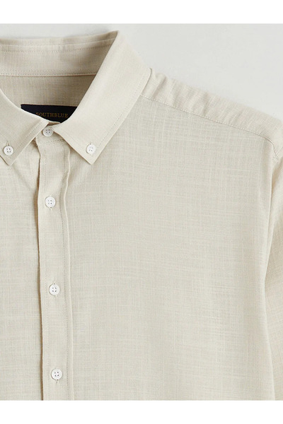 LC Waikiki Beige Regular Fit Dobby Men's Shirt