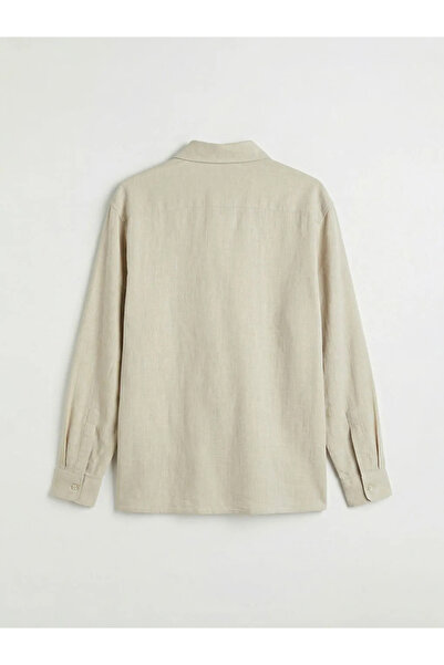 LC Waikiki Cămașă gri pentru bărbați, cu aspect de in, cu potrivire normală