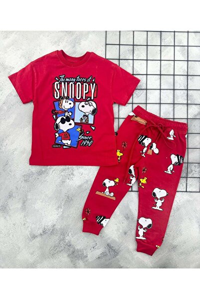 BEBEMER Zr 7024 Snoopy Printed Set (3-8 Years) Red