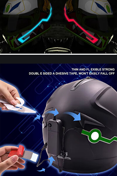 Uni zer 3 Modlu Motorcu Kask Ledi Gece Sürüşü İçin Yanıp Sönen Pilli Su Geçir...