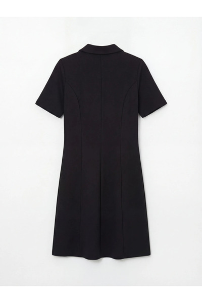 LC Waikiki Black Shirt Collar Waist Fitted Dress
