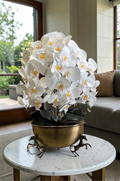 ArzzHome Atlı Saksı 6 Dal Orkide Aranjmanı – Eskitme