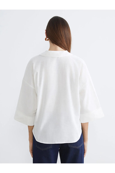 LC Waikiki Ecru Oversize Poplin Women's Shirt