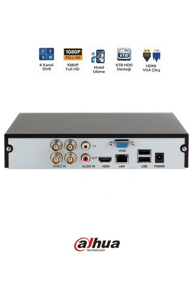 DAHUA XVR1B04 I T 4 Kanal DVR Güvenlik Kamera Kayıt Ünitesi