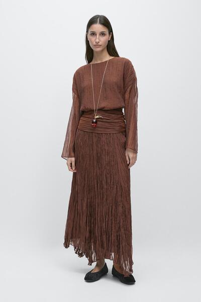 Massimo Dutti Büzgülü korse kemerli bluz