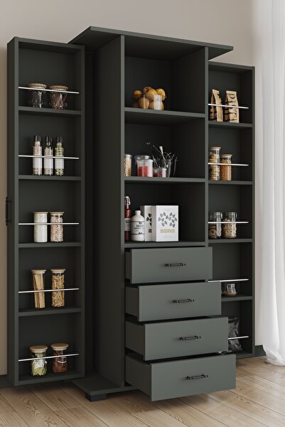 AEKA AE-2204 Avrasya Çok Amaçlı 2 Kapaklı Raflı Çekmeceli Kiler Mutfak Dolabı...