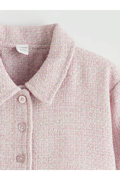 LC Waikiki Ροζ κοριτσίστικο μπουφάν τουίντ