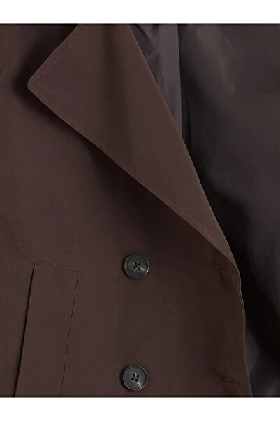 LC Waikiki Brown Double Breasted Collar Oversize Women's Trench Coat