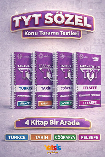 Yetsis Yayınları TYT Sözel Dersler MEBİ Konu Tarama Testleri, A4 Büyükboy Ren...