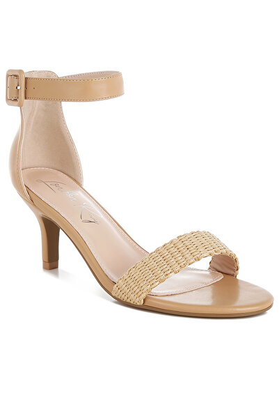 london Rag Women's Raffia Kitten Heel Sandals in Natural