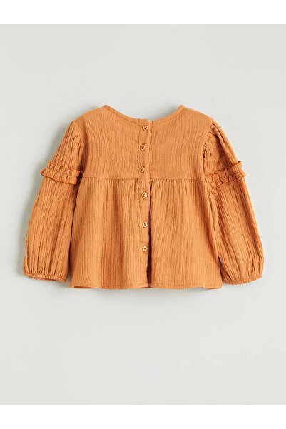 LC Waikiki Jednobojna bluza za devojčice u narandžastoj boji Teksturirano