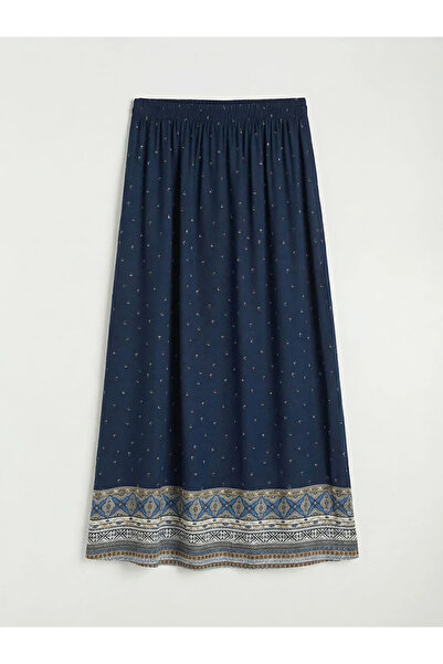 LC Waikiki Μπλε ναυτικό μπλε φούστα με ελαστική μέση και σχέδιο Belmando