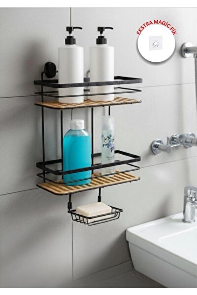 Okyanus Home 2-Function Black Due Two-Tier Rectangular Maxi Shampoo Dispenser...