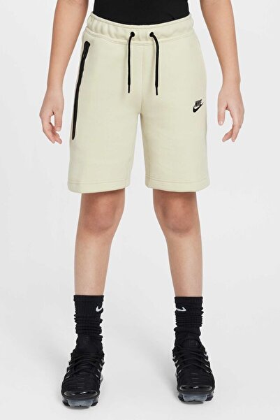 Nike Sportswear Tech Fleece Unisex Kid's Short Çocuk Fermuar Cepli Şort Krem