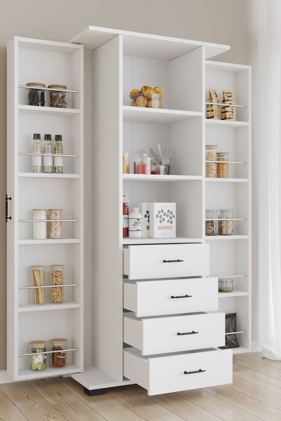 AEKA AE-2204 Avrasya Çok Amaçlı 2 Kapaklı Raflı Çekmeceli Kiler Mutfak Dolabı...