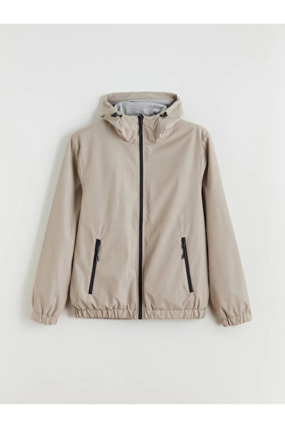 LC Waikiki Ανδρικό αδιάβροχο μπεζ Standard Fit με κουκούλα