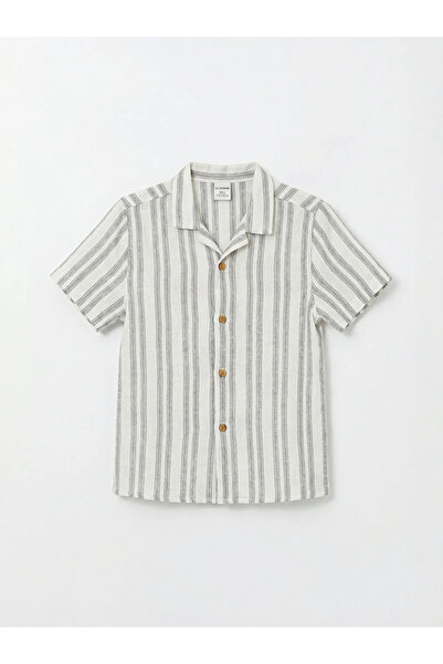 LC Waikiki Cămașă cu mânecă scurtă pentru băieți, bej, cu dungi