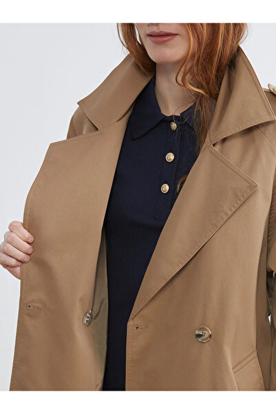 LC Waikiki Γυναικεία καμπαρντίνα μπεζ με διπλό γιακά