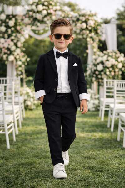 UmBaby Boy's Flamlı Linen Casual Jacket Suit /Shirt,Pants,Jacket,Bow Tie for ...