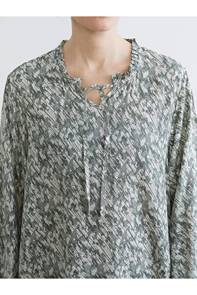 LC Waikiki Green Tie Neck Patterned Blouse