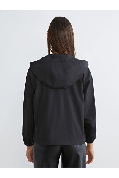 LC Waikiki Black Hooded Oversized Women's Raincoat