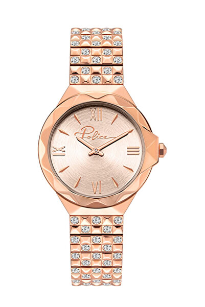 Police Women's Agra Round Shape Analog Wrist Watch 34 mm - Rose Gold - P 16072B