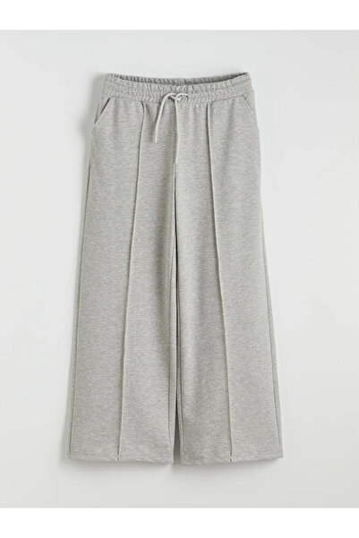 LC Waikiki Gray Wide Leg Women's Sweatpants with Elastic Waist