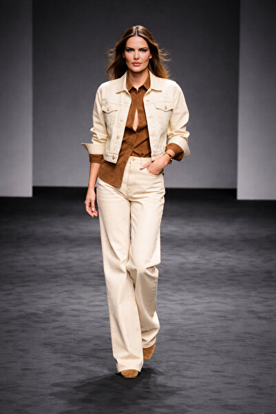 LudoWear Джинси-штани 90-х бежевих палаццо з високою талією