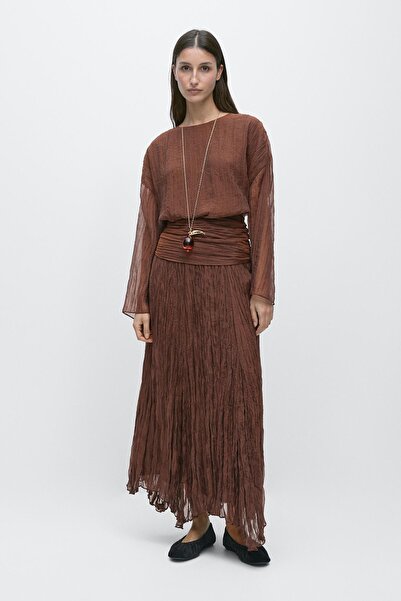 Massimo Dutti Organze pilili midi etek