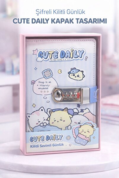 Yenbu Cute Daily Şifreli Kilitli Günlük Defter (12x18 cm) Sırların Güvende!
