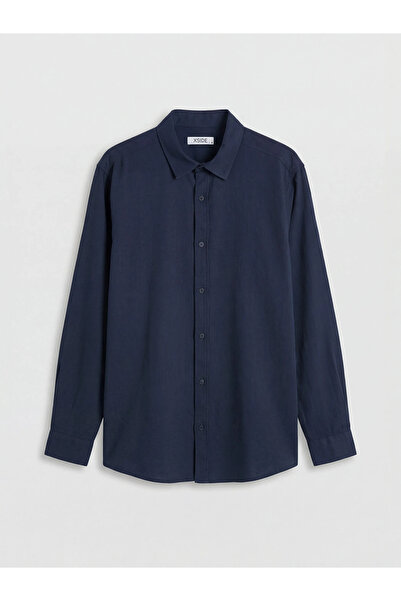 LC Waikiki Ανδρικό πουκάμισο Navy Blue Regular Fit Ποπλίνα