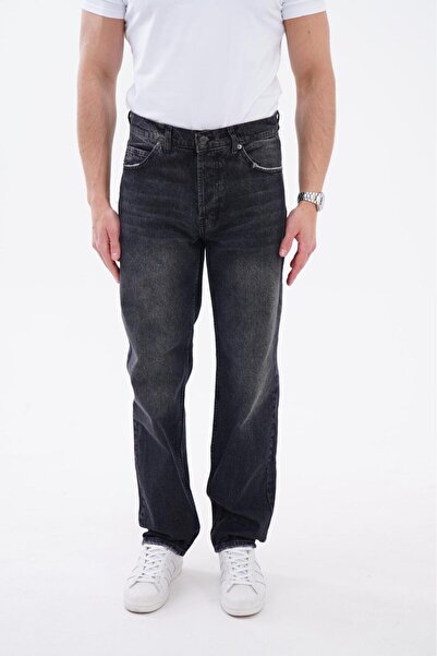 Erkek Straight Baggy Fit Bol Kesim %100 Pamuk Denim Loose Jeans Kot Pantolon