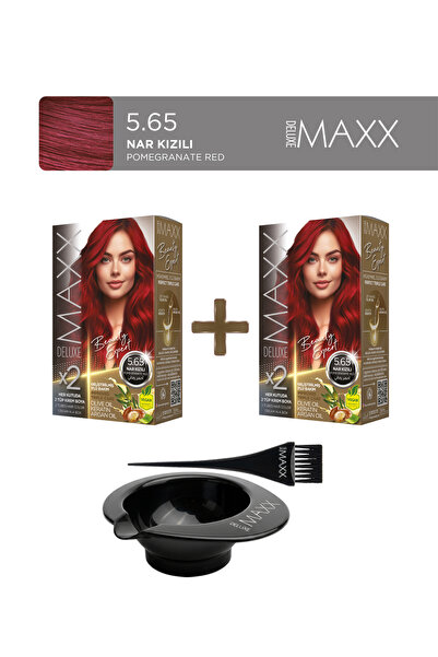 MAXX DELUXE 2'li Paket Beauty Expert Set Boya 5.65 Nar Kızılı, Boya Tası ve F...