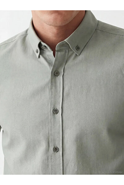 LC Waikiki Ανδρικό πουκάμισο Dobby σε κανονική εφαρμογή χακί