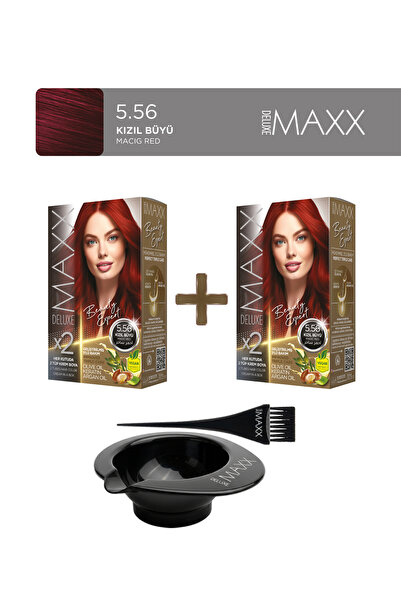 MAXX DELUXE 2'li Paket Beauty Expert Set Boya 5.56 (55.46) Kızıl Büyü, Boya T...