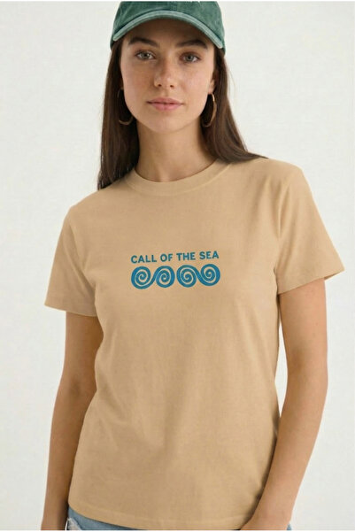 BUWOM Γυναικείο μπλουζάκι με στάμπα Call of The Sea και λαιμόκοψη ποδηλάτου