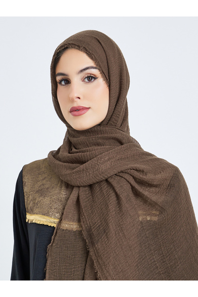 Amirah By Styli Brown Raw Edge Textured Hijab