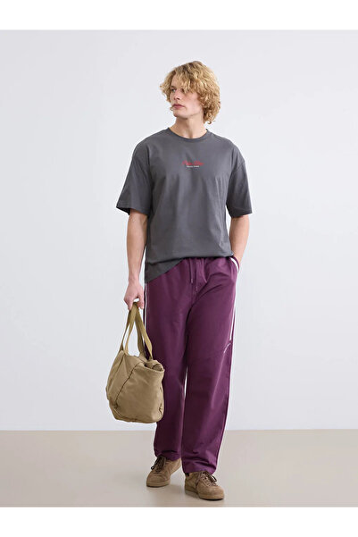 LC Waikiki Mürdüm Loose Fit Printed Men's Sweatpants