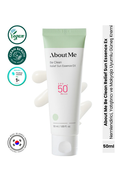 ABOUT ME Be Clean Relief Sun Essence EX SPF50+ PA++++ UV Koruyucu Nemlendiric...